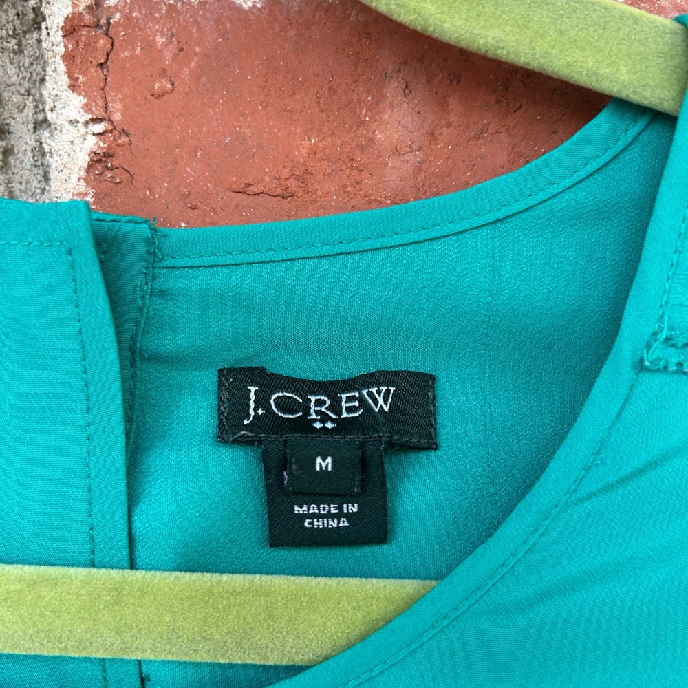J. Crew Factory Green Button Back Blouse M - Picture 2 of 6